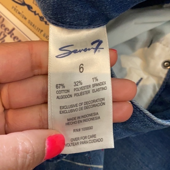 Seven7 Pollack Paint Fringed Hem Vintage Weekend Denim Jean Shorts Size 6 - Picture 3 of 5